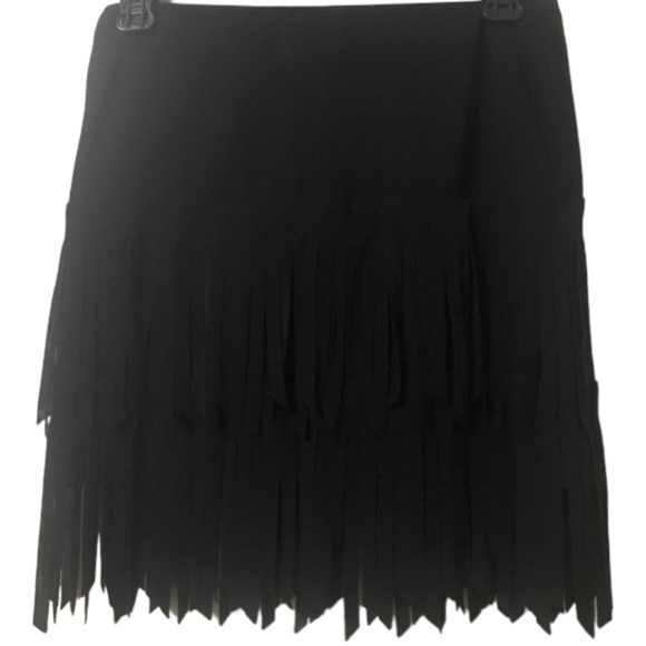 JS Collections Dresses & Skirts - JS Collections Black Fringed Mini Skirt Size 4
